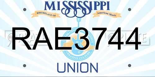RAE3744 Mississippi License Plate