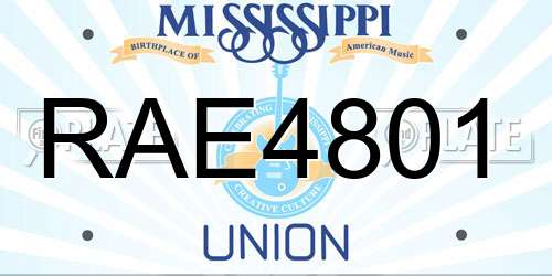RAE4801 Mississippi License Plate