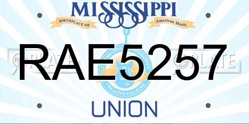 RAE5257 Mississippi License Plate