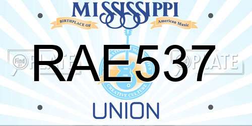 RAE537 Mississippi License Plate