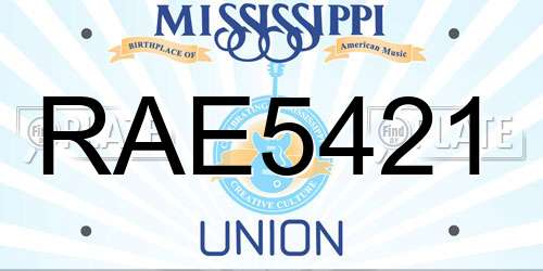 RAE5421 Mississippi License Plate