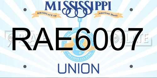 RAE6007 Mississippi License Plate
