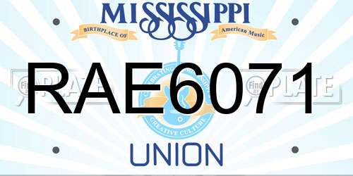 RAE6071 Mississippi License Plate