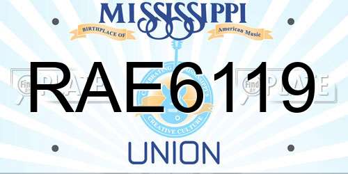 RAE6119 Mississippi License Plate