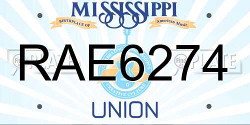RAE6274 Mississippi License Plate