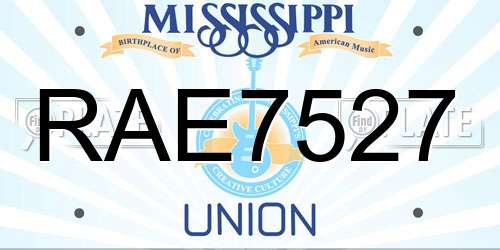 RAE7527 Mississippi License Plate