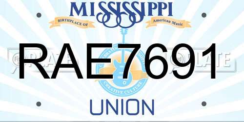 RAE7691 Mississippi License Plate