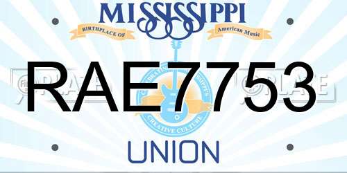 RAE7753 Mississippi License Plate