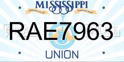 RAE7963 Mississippi License Plate