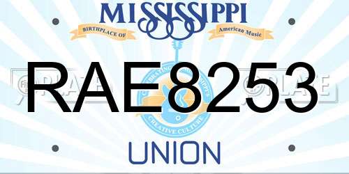 RAE8253 Mississippi License Plate