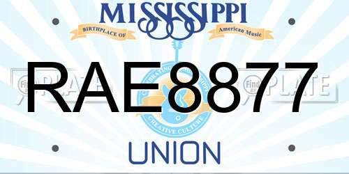 RAE8877 Mississippi License Plate