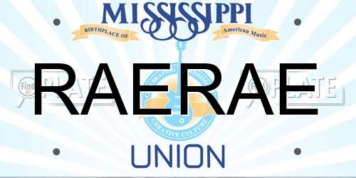 RAERAE Mississippi License Plate