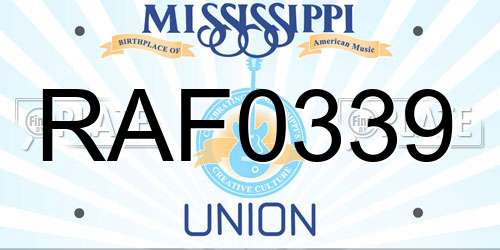 RAF0339 Mississippi License Plate
