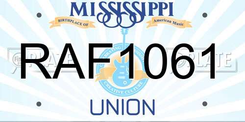 RAF1061 Mississippi License Plate