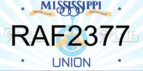 RAF2377 Mississippi License Plate