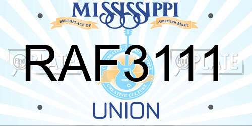 RAF3111 Mississippi License Plate