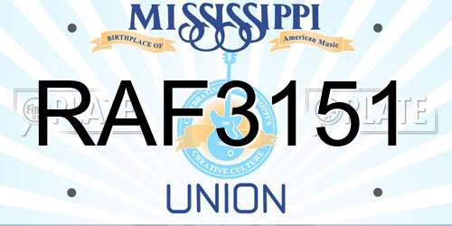 RAF3151 Mississippi License Plate