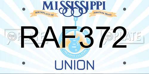 RAF372 Mississippi License Plate