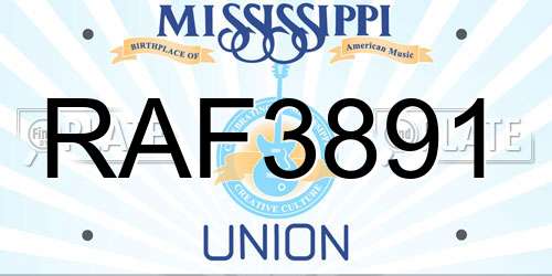 RAF3891 Mississippi License Plate