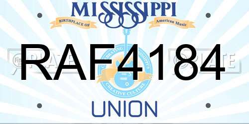 RAF4184 Mississippi License Plate
