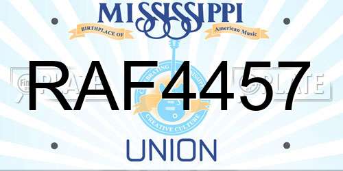 RAF4457 Mississippi License Plate