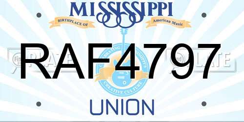 RAF4797 Mississippi License Plate