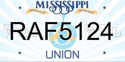 RAF5124 Mississippi License Plate