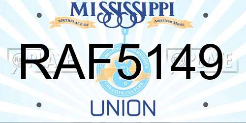 RAF5149 Mississippi License Plate