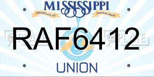 RAF6412 Mississippi License Plate