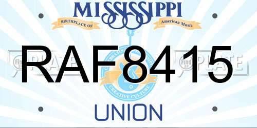 RAF8415 Mississippi License Plate