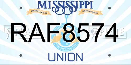 RAF8574 Mississippi License Plate