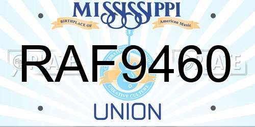 RAF9460 Mississippi License Plate