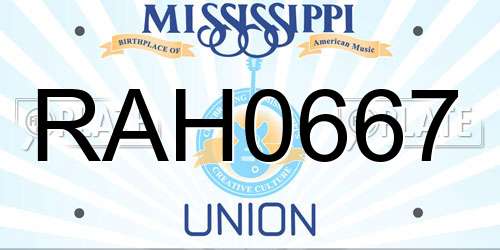 RAH0667 Mississippi License Plate