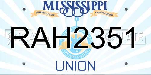 RAH2351 Mississippi License Plate
