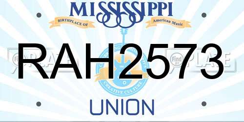 RAH2573 Mississippi License Plate