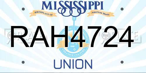 RAH4724 Mississippi License Plate