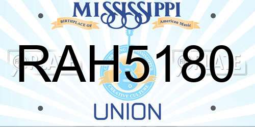 RAH5180 Mississippi License Plate