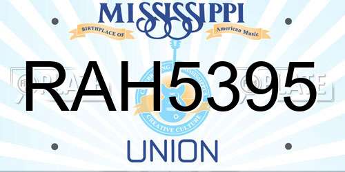 RAH5395 Mississippi License Plate