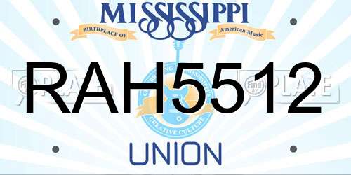 RAH5512 Mississippi License Plate