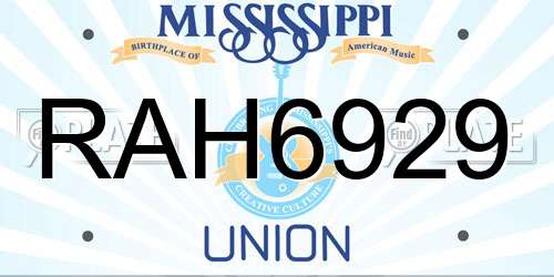 RAH6929 Mississippi License Plate