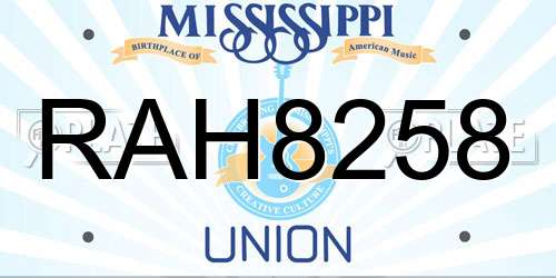 RAH8258 Mississippi License Plate