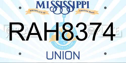 RAH8374 Mississippi License Plate