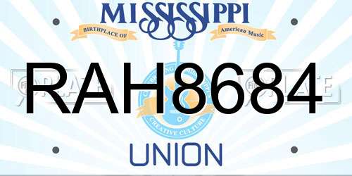 RAH8684 Mississippi License Plate