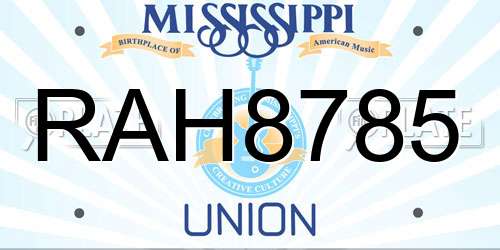 RAH8785 Mississippi License Plate