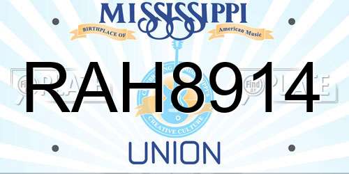 RAH8914 Mississippi License Plate