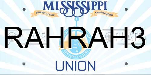 RAHRAH3 Mississippi License Plate