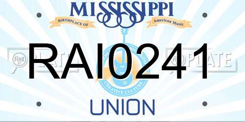 RAI0241 Mississippi License Plate