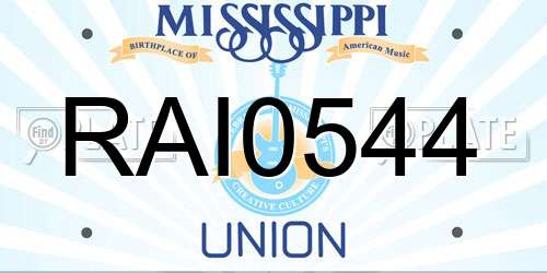 RAI0544 Mississippi License Plate