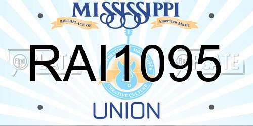 RAI1095 Mississippi License Plate
