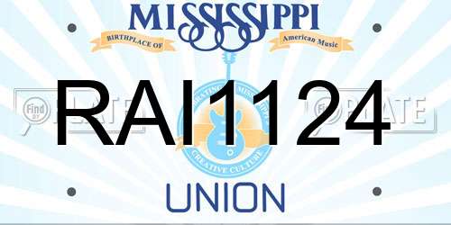 RAI1124 Mississippi License Plate